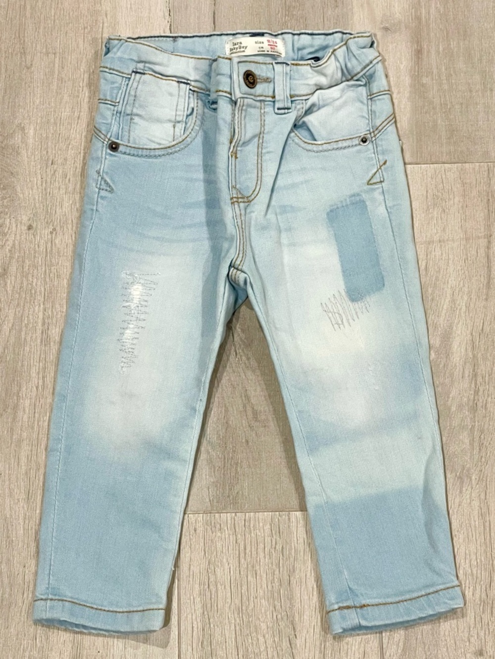 Zara Baby Boy Light Wash Distressed Jeans | Size 1824 Months